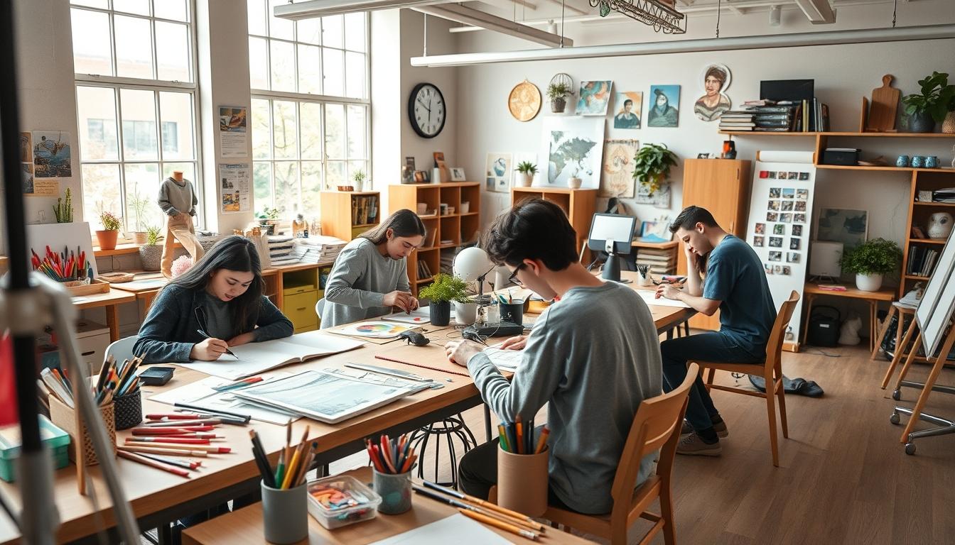 Student using learning strategies while studying